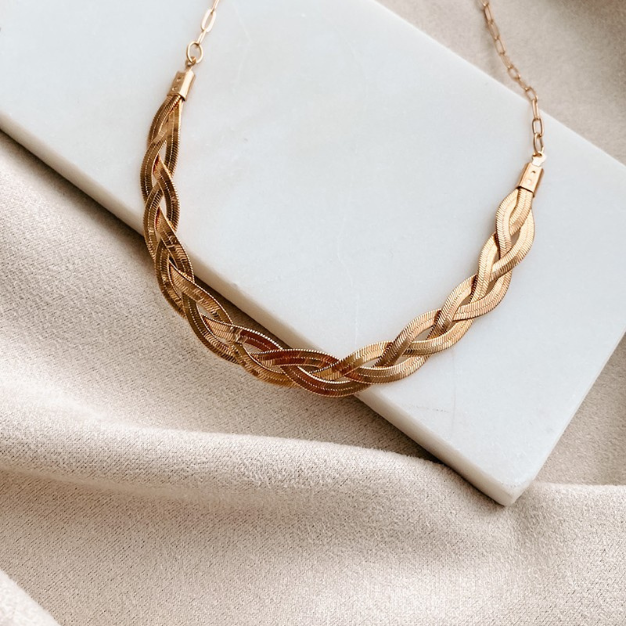 Tricolor Gold Braided Herringbone Chain Necklace / 925 Sterling Silver /  14k Yellow & Rose Gold Plated / Twisted Flat Snake /16 18 20 Inches - Etsy